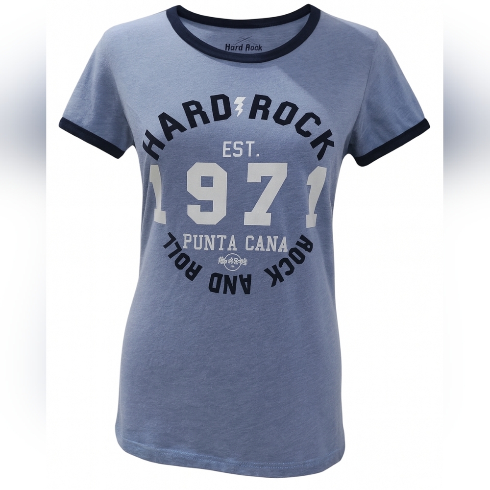 Hard Rock Cafe | Punta Cana Graphic Tee | Light Blue with Navy Trim | Size M